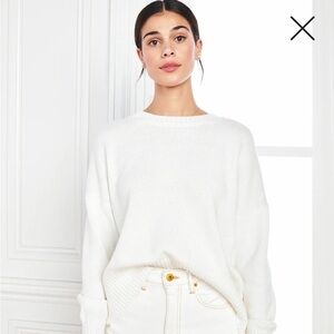 Quince 100% Organic Cotton Boyfriend Crew Sweater, Ivory, Size Small